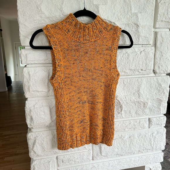 by Anthropologie Sleeveless Crochet Knit Sweater Mockneck Tank Top - Picture 7 of 14